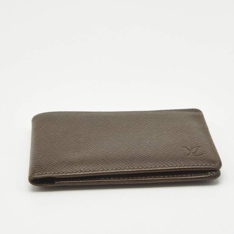 Pre Owned Louis Vuitton Multiple Brown Taiga Leather Bifold Wallet