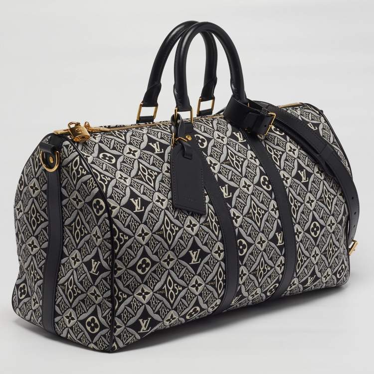 Pre Owned Louis Vuitton Keepall Bandouliere 45 Grey Since 1854 Jacquard Duffel Bag