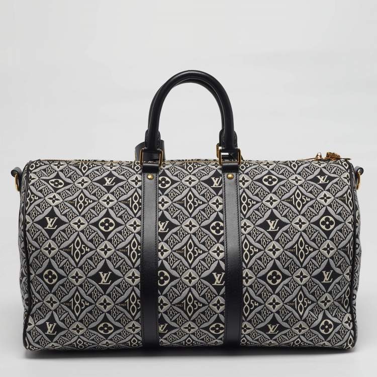 Pre Owned Louis Vuitton Keepall Bandouliere 45 Grey Since 1854 Jacquard Duffel Bag