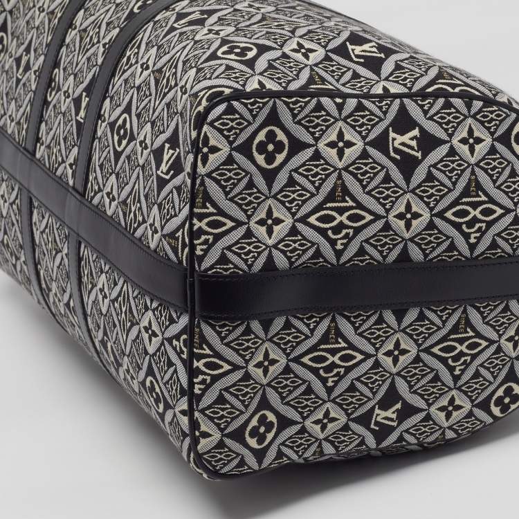 Pre Owned Louis Vuitton Keepall Bandouliere 45 Grey Since 1854 Jacquard Duffel Bag