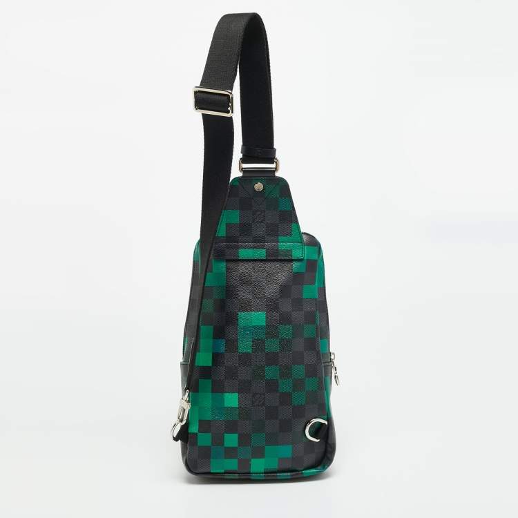 Pre Owned Louis Vuitton Avenue Green Damier Graphite Pixel Canvas Slingbag