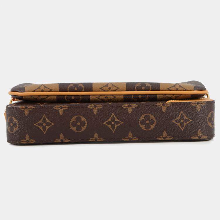 Pre Owned حقيبة لوي فويتون تريو مسنجر بني مونوغرام شريط "لو" مربع