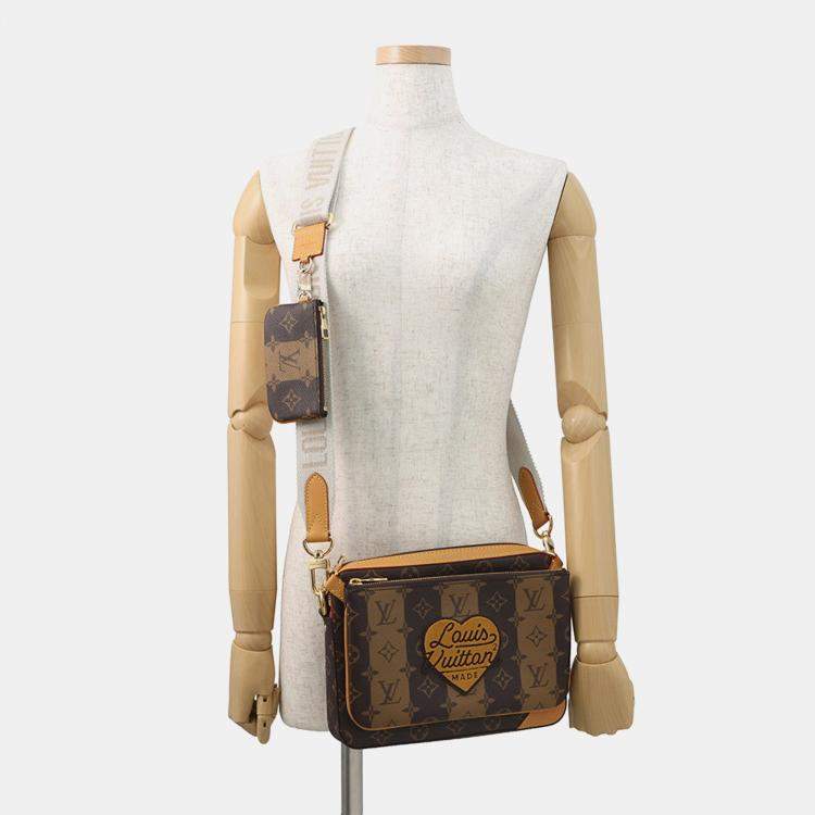 Pre Owned حقيبة لوي فويتون تريو مسنجر بني مونوغرام شريط "لو" مربع