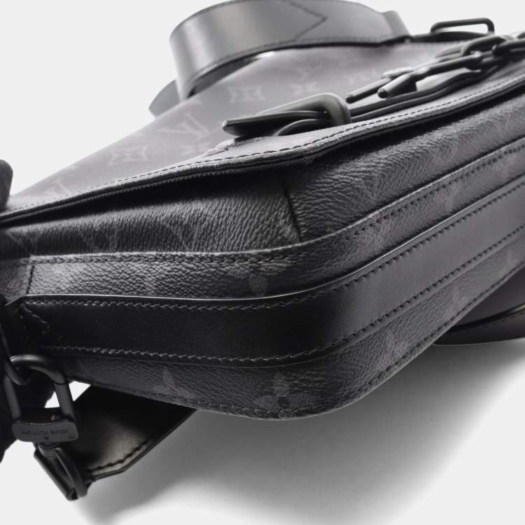 Pre Owned Louis Vuitton Steamer Messenger Shoulder Bag In Coated Canvas And Leather Monogram Eclipse Gray