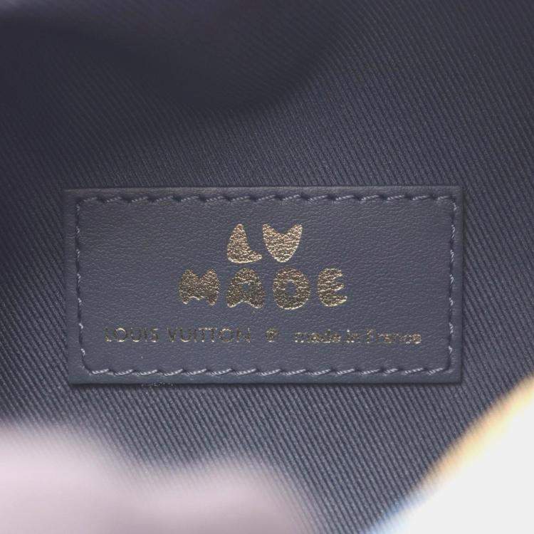 Pre Owned Louis Vuitton Cruiser Lv Squared Handbag Denim And Taurillon Leather Navy