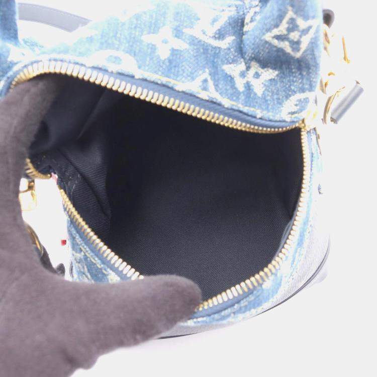 Pre Owned Louis Vuitton Cruiser Lv Squared Handbag Denim And Taurillon Leather Navy