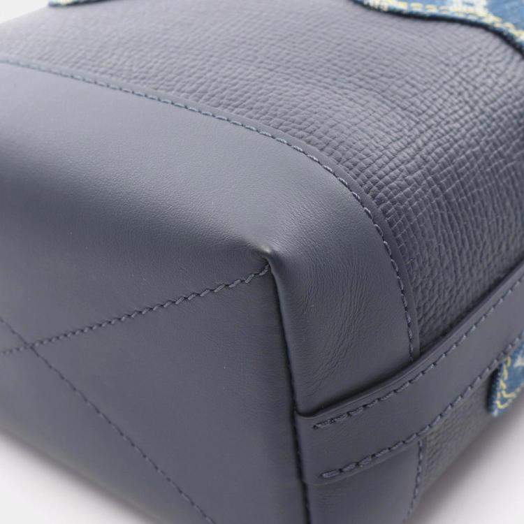 Pre Owned Louis Vuitton Cruiser Lv Squared Handbag Denim And Taurillon Leather Navy