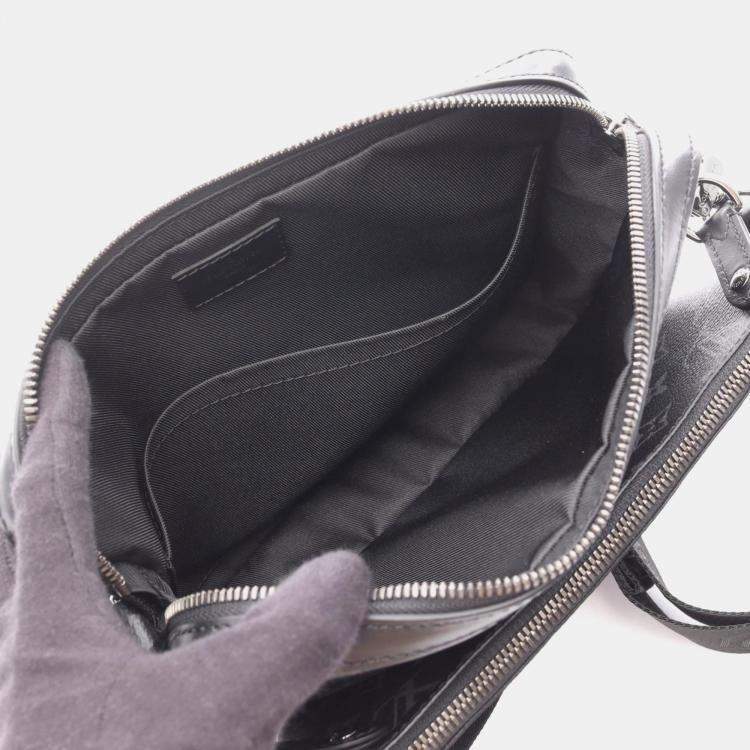 Pre Owned Louis Vuitton Trio Messenger Shoulder Bag In Coated Canvas And Leather With Monogram Eclipse Reverse Black Gray