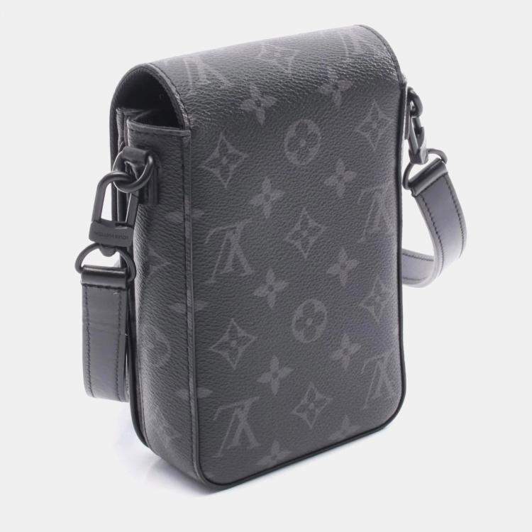 Pre Owned Louis Vuitton S-Lock Vertical Wearable Wallet Monogram Eclipse Shoulder Bag In Coated Canvas And Leather Black