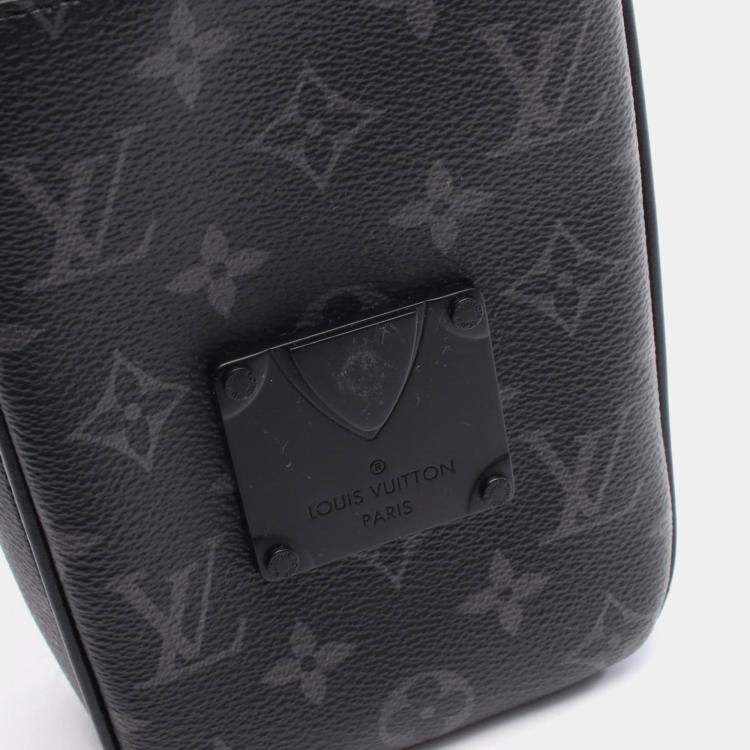 Pre Owned Louis Vuitton S-Lock Vertical Wearable Wallet Monogram Eclipse Shoulder Bag In Coated Canvas And Leather Black