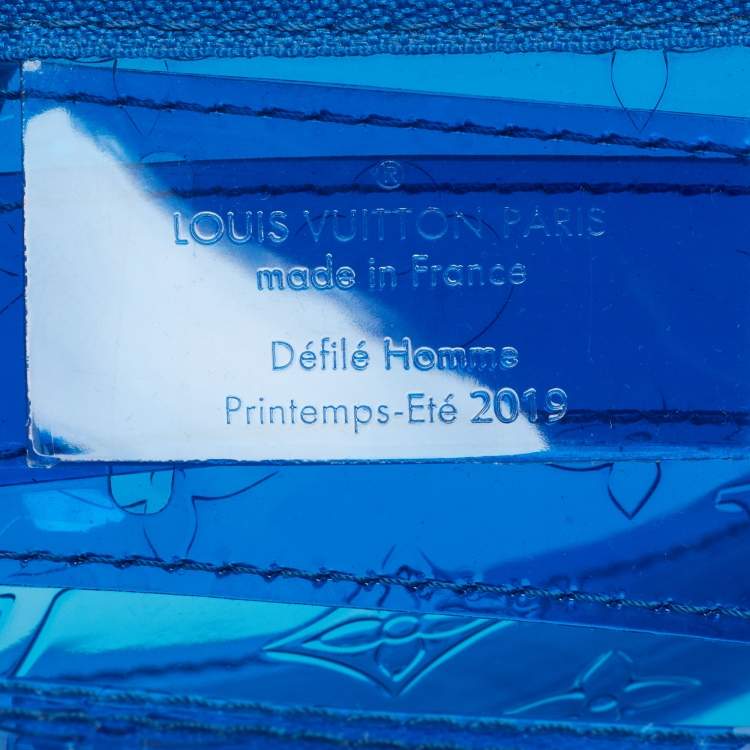 Pre Owned Louis Vuitton Keepall Bandouliere 50 Blue Clear Monogram PVC Bag