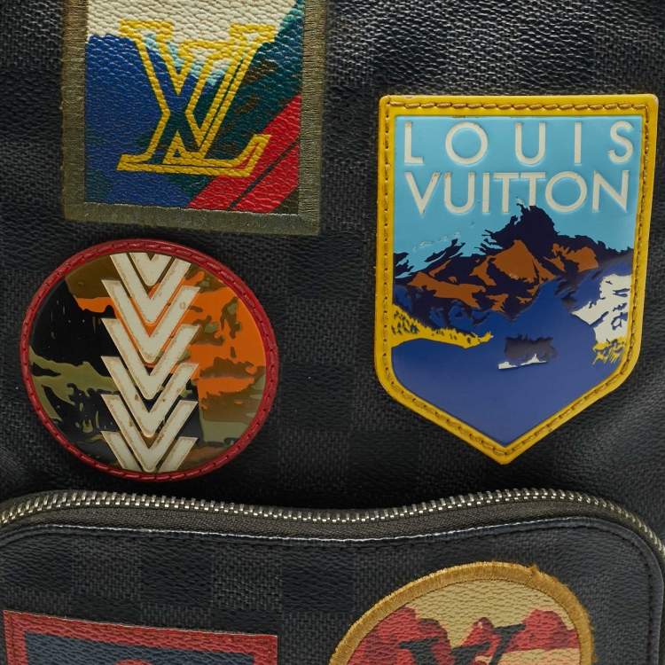Pre Owned Louis Vuitton Avenue Alps Patches Damier Graphite Canvas and Leather Sling Bag