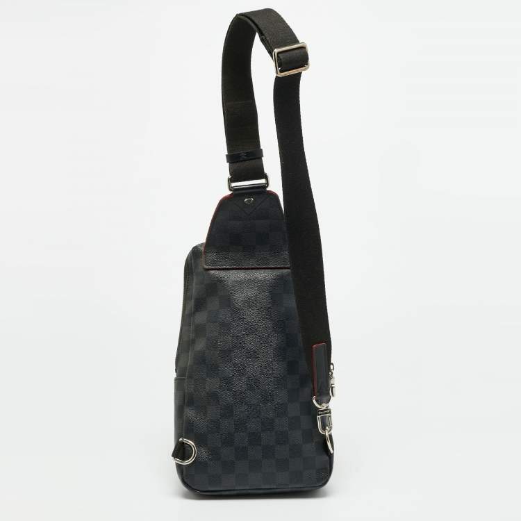 Pre Owned Louis Vuitton Avenue Alps Patches Damier Graphite Canvas and Leather Sling Bag