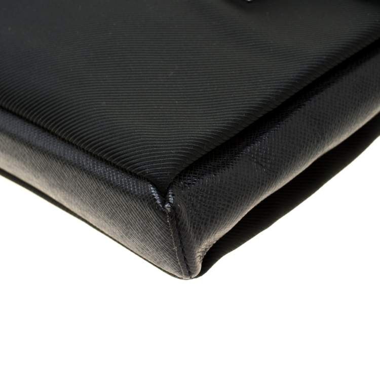 Pre Owned Louis Vuitton Black Fabric and Taiga Leather Saratov GM Messenger Bag