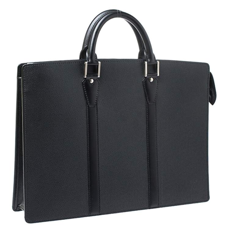 Pre Owned Louis Vuitton Black Taiga Leather Lozan Briefcase