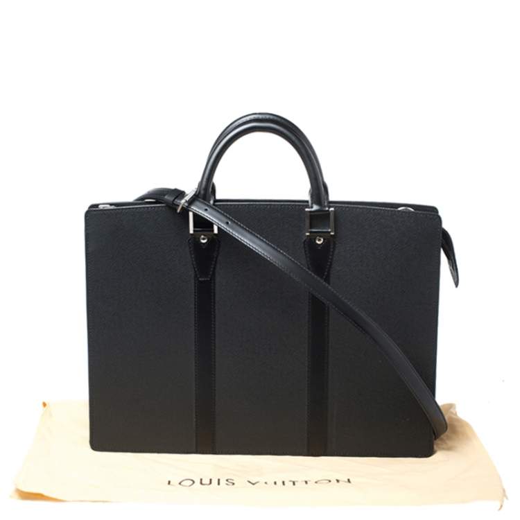Pre Owned Louis Vuitton Black Taiga Leather Lozan Briefcase