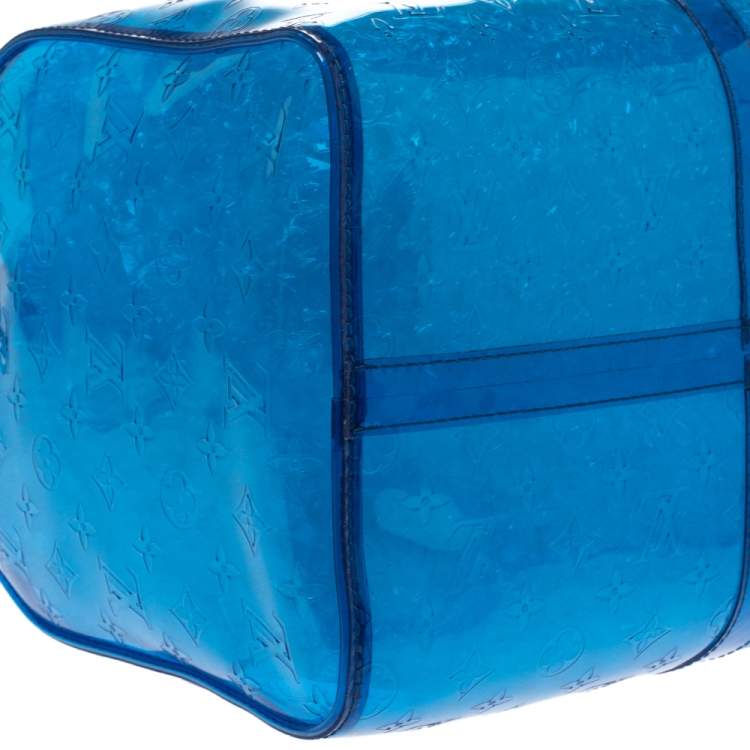Pre Owned Louis Vuitton Blue Monogram Prism Keepall Bandouliere 50 Bag