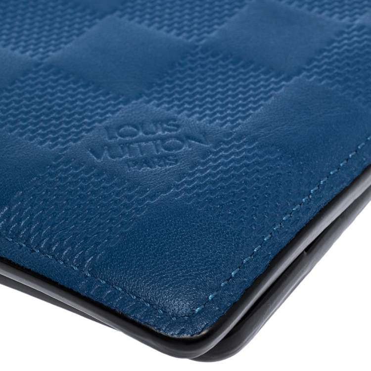 Pre Owned Louis Vuitton Blue Damier Infini Leather Slender Wallet
