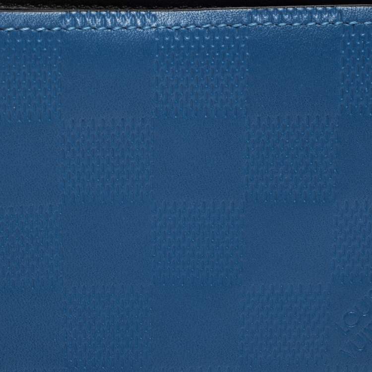 Pre Owned Louis Vuitton Blue Damier Infini Leather Slender Wallet