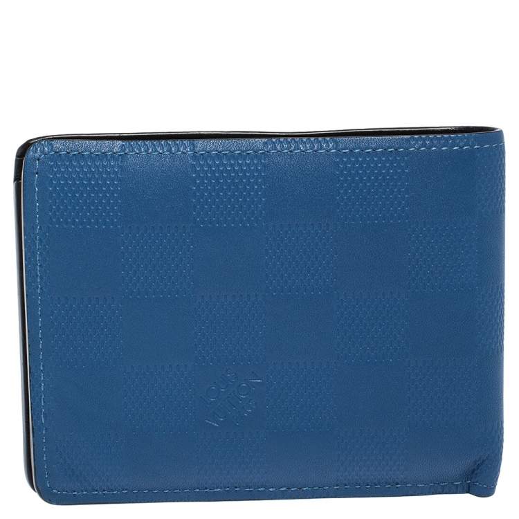 Pre Owned Louis Vuitton Blue Damier Infini Leather Slender Wallet