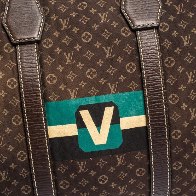 Pre Owned Louis Vuitton Monogram Mini Lin Initiales Keepall Bag