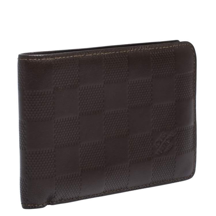 Pre Owned Louis Vuitton Brown Damier Embossed Leather Multiple Wallet