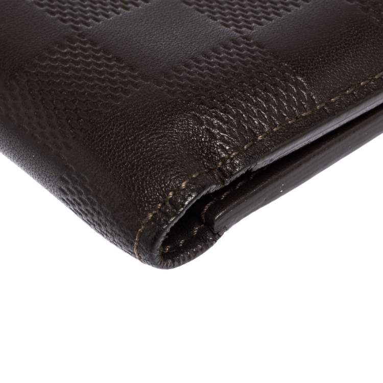Pre Owned Louis Vuitton Brown Damier Embossed Leather Multiple Wallet