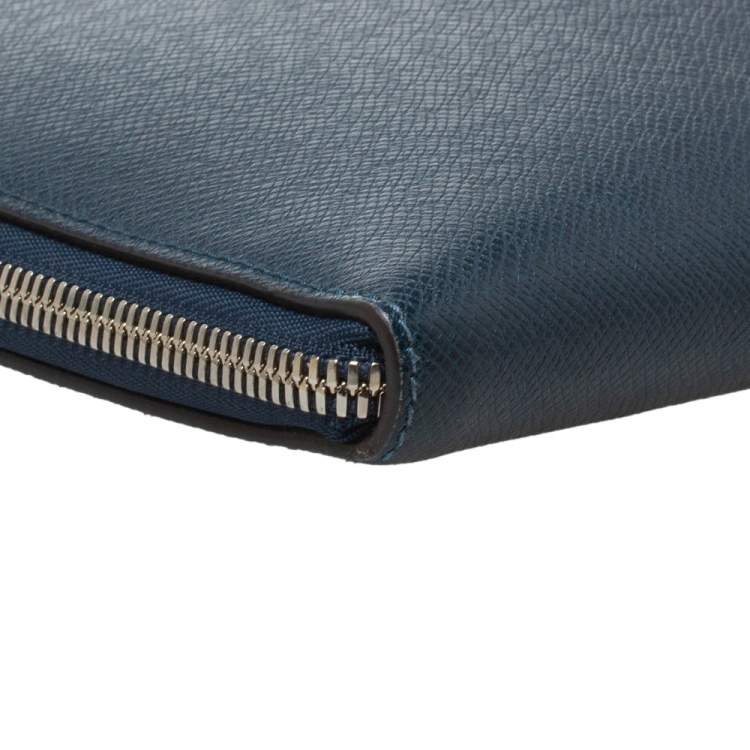 Pre Owned Louis Vuitton Blue Ardoise Taiga Leather Slim Document Briefcase