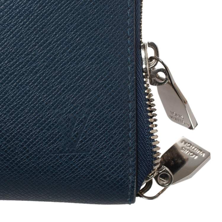 Pre Owned Louis Vuitton Blue Ardoise Taiga Leather Slim Document Briefcase