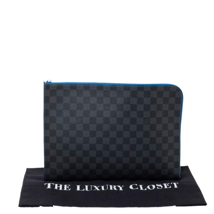 Pre Owned Louis Vuitton Blue Damier Graphite Canvas Pochette Jour GM 