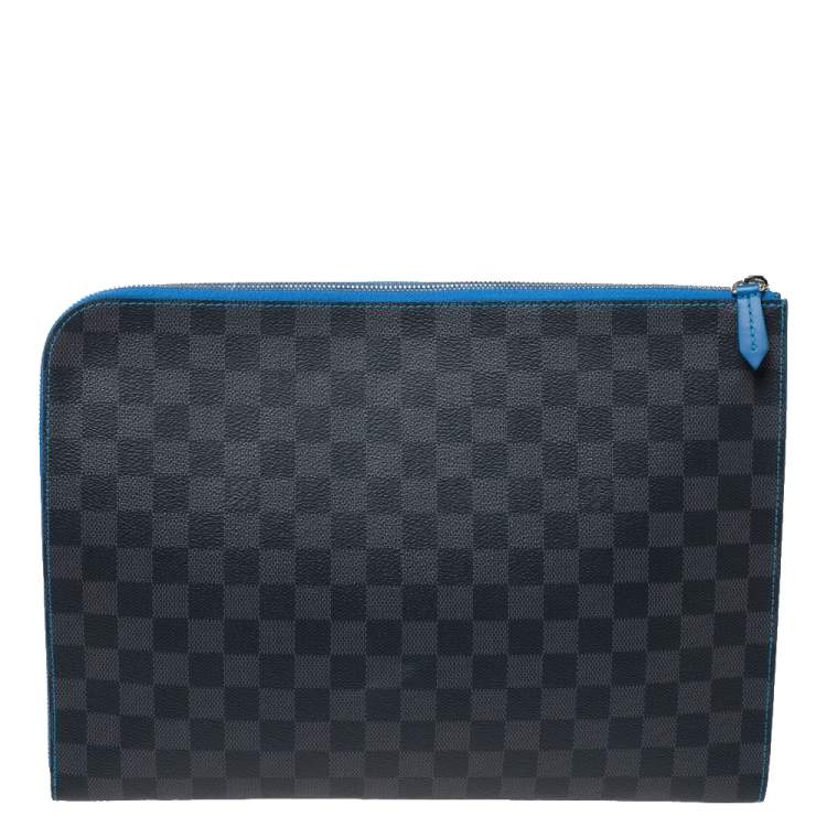 Pre Owned Louis Vuitton Blue Damier Graphite Canvas Pochette Jour GM 