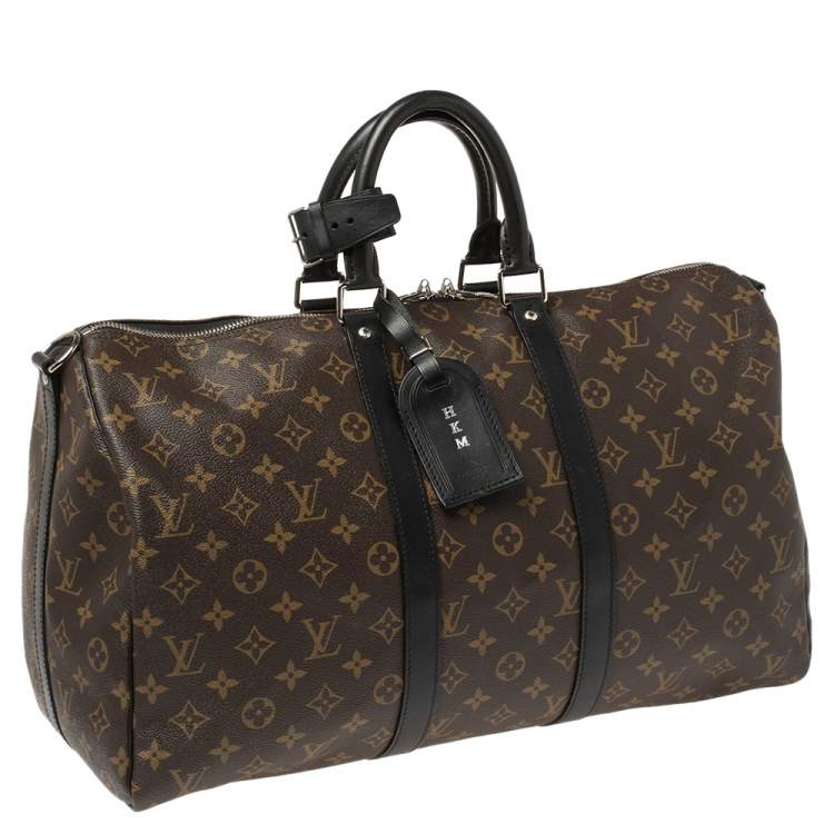 Pre Owned Louis Vuitton Black Monogram Canvas Keepall Bandouliere 45 Bag