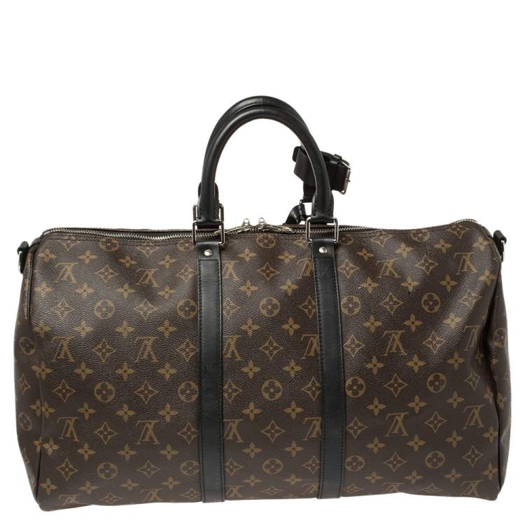 Pre Owned Louis Vuitton Black Monogram Canvas Keepall Bandouliere 45 Bag
