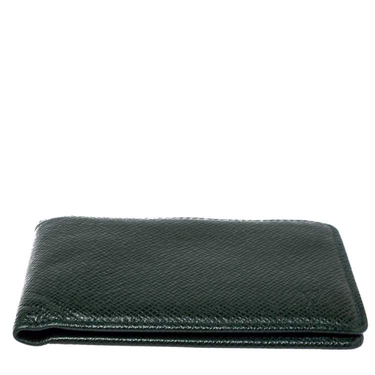 Pre Owned Louis Vuitton Green Taiga Leather Multiple Wallet