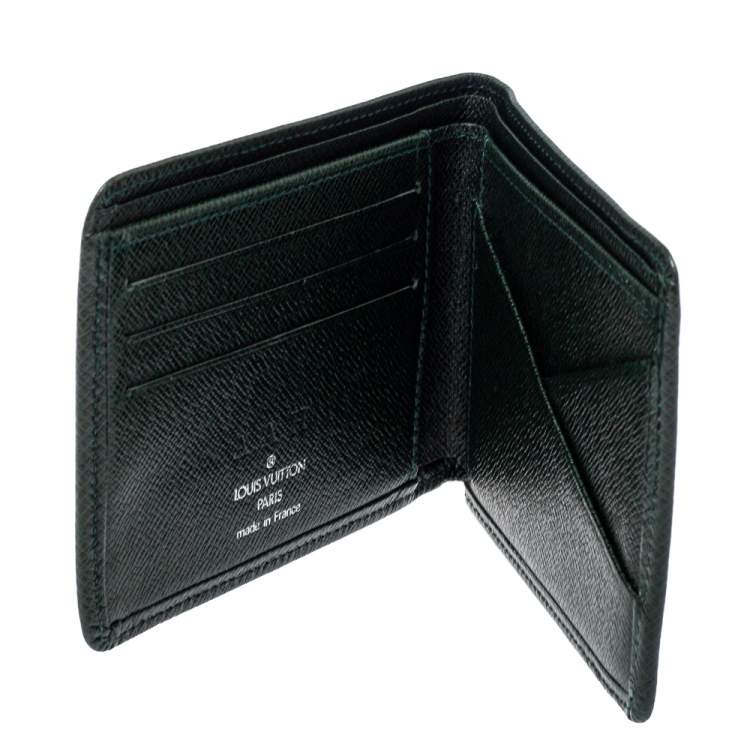 Pre Owned Louis Vuitton Green Taiga Leather Multiple Wallet