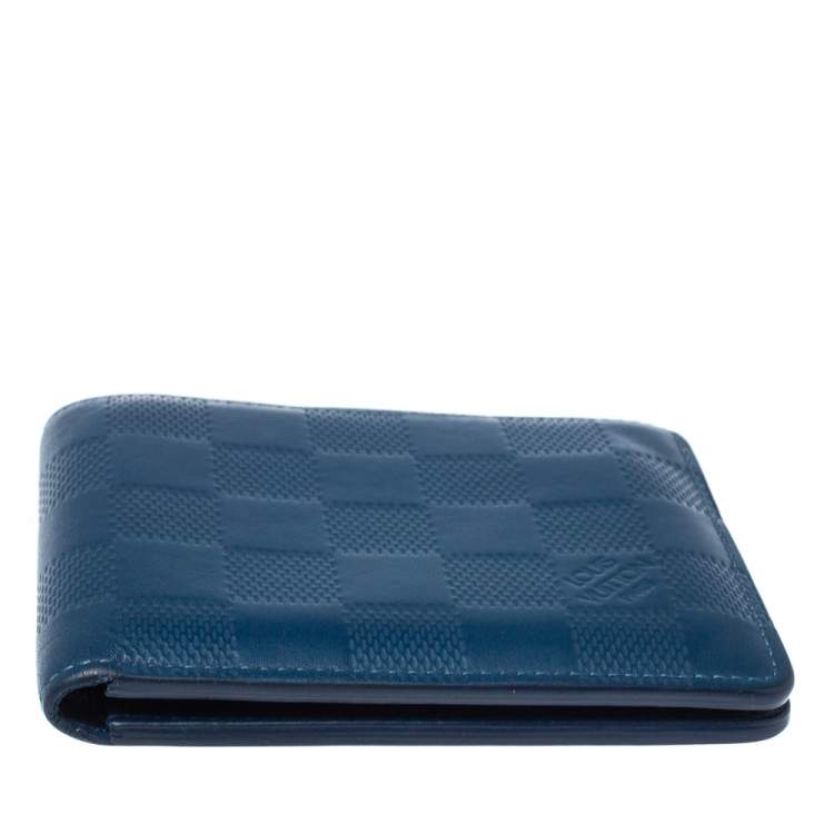 Pre Owned Louis Vuitton Blue Damier Infini Leather Slender Wallet
