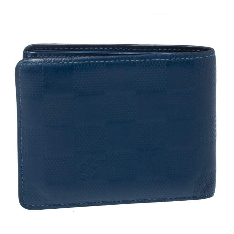Pre Owned Louis Vuitton Blue Damier Infini Leather Slender Wallet