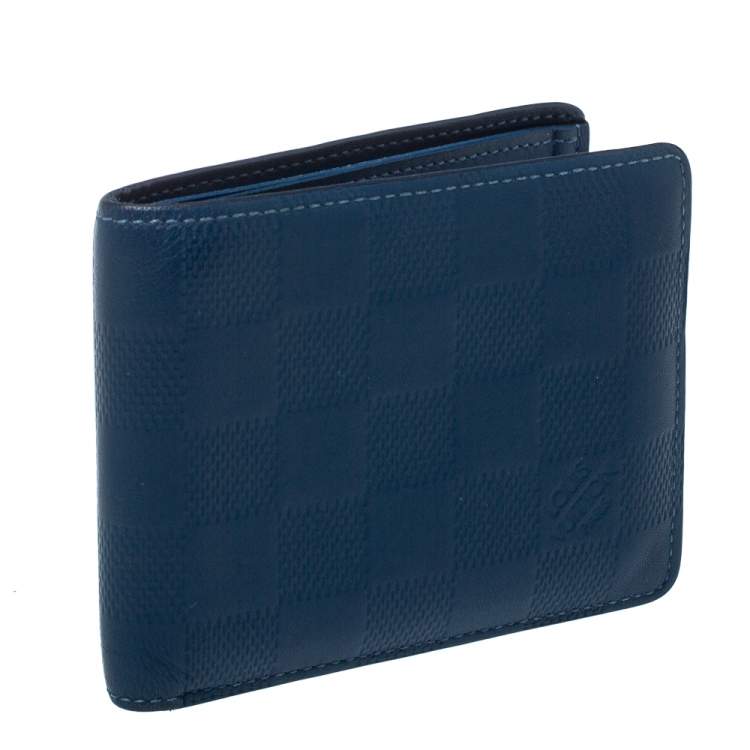 Pre Owned Louis Vuitton Blue Damier Infini Leather Slender Wallet