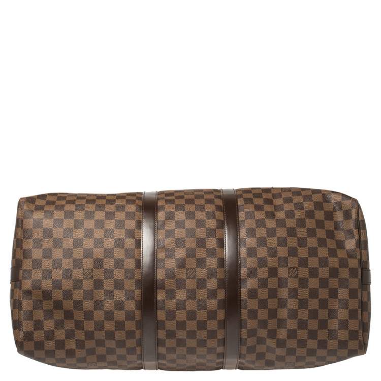 Pre Owned Louis Vuitton Damier Ebene Canvas Keepall Bandouliere 55
