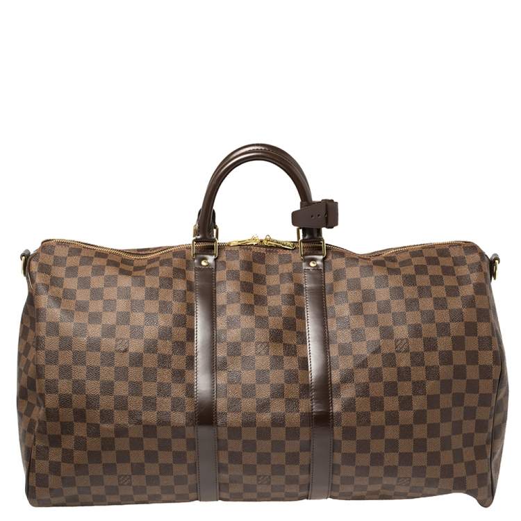Pre Owned Louis Vuitton Damier Ebene Canvas Keepall Bandouliere 55