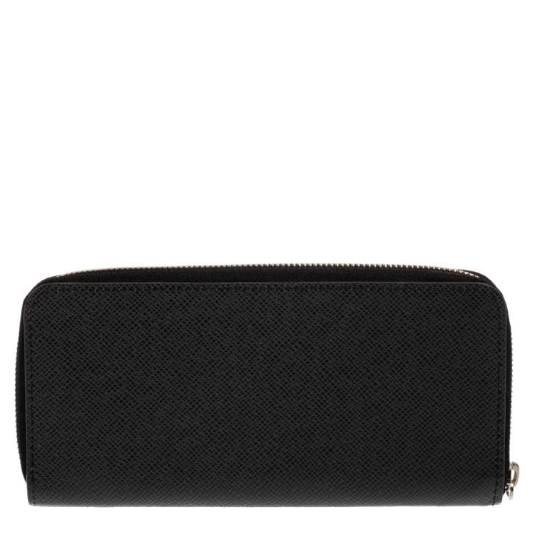 Pre Owned Louis Vuitton Black Taiga Leather Zippy Stripe Vertical Wallet