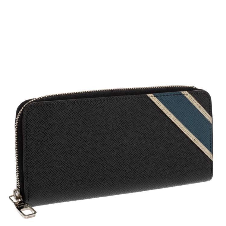 Pre Owned Louis Vuitton Black Taiga Leather Zippy Stripe Vertical Wallet