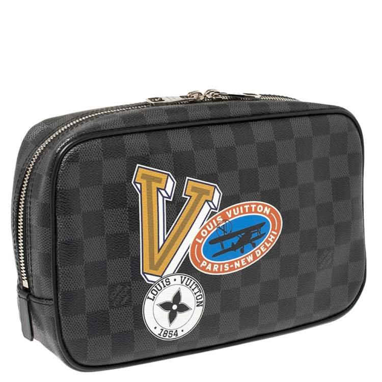 Pre Owned Louis Vuitton Damier Graphite Canvas LV League Toilet Pouch GM