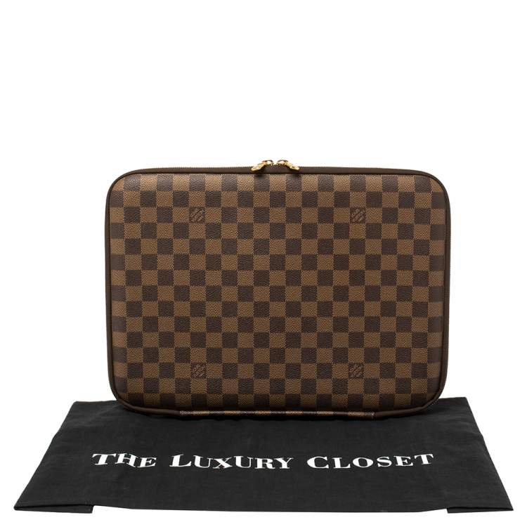 Pre Owned Louis Vuitton Damier Ebene Canvas Horizon Laptop Sleeve