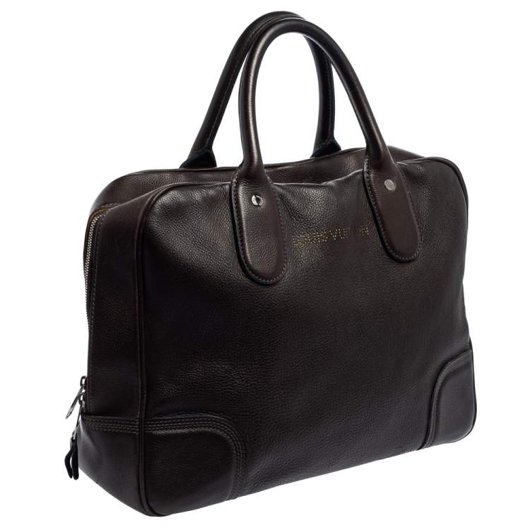 Pre Owned Louis Vuitton Marron Fonce Siwa Leather Soft Briefcase