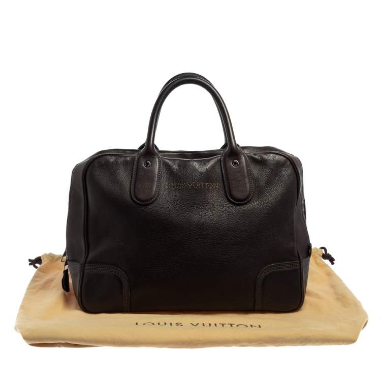 Pre Owned Louis Vuitton Marron Fonce Siwa Leather Soft Briefcase