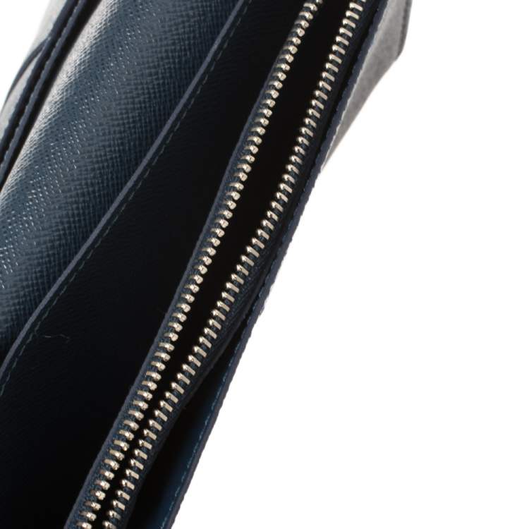 Pre Owned Louis Vuitton Bleu Marine Taiga Leather Brazza Wallet