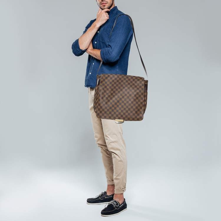 Louis Vuitton Bastille Shoulder Bag in Ebene Damier Canvas And Brown