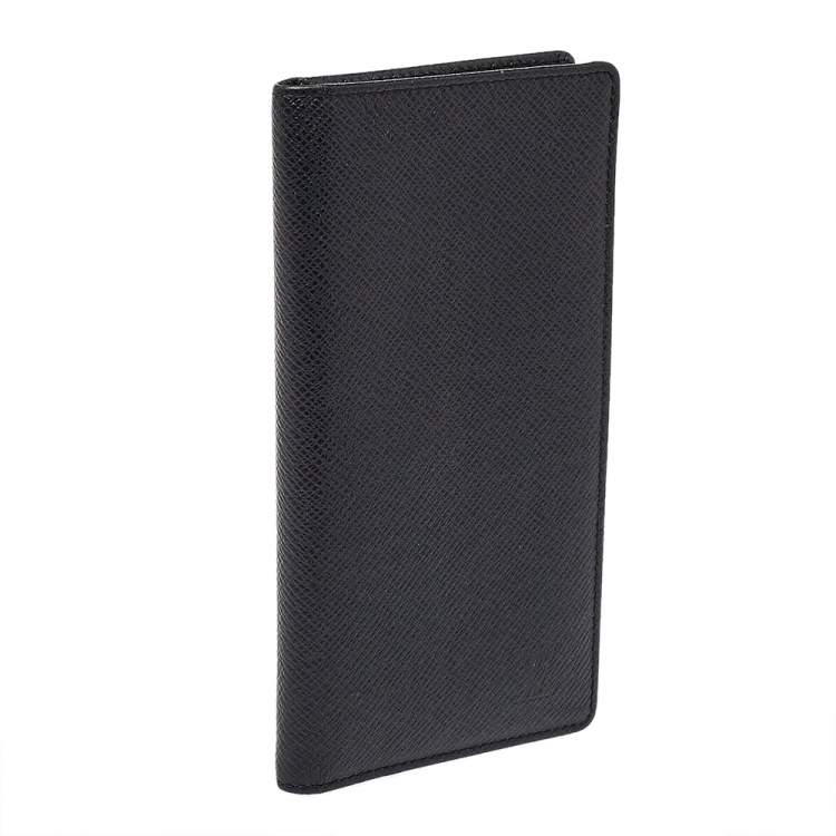 Pre Owned Louis Vuitton Black Taiga Leather Long Wallet