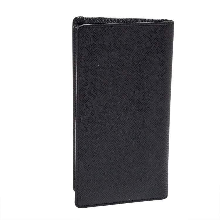 Pre Owned Louis Vuitton Black Taiga Leather Long Wallet